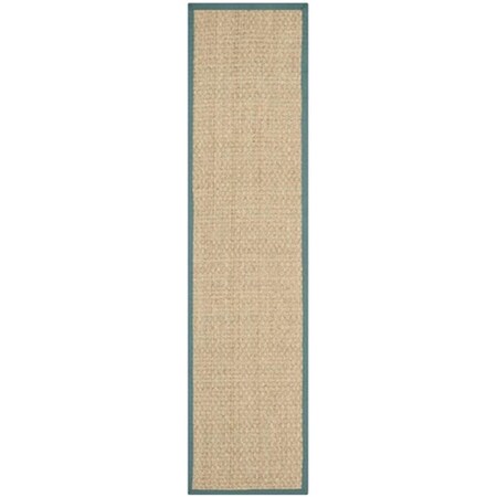 Safavieh Natural Fiber Power Loomed Runner Rug- Natural - Light Blue- 2 ft. 6 in. x 8 ft. NF114M-28
